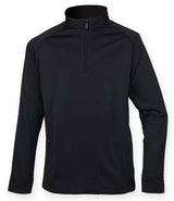 Henbury Zip Neck Wicking Top | Black thumbnail 1