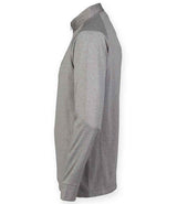 Henbury Zip Neck Wicking Top | Grey Marl thumbnail 3