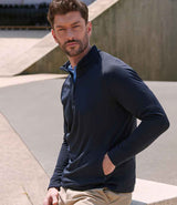 Henbury Zip Neck Wicking Top | Navy thumbnail 2