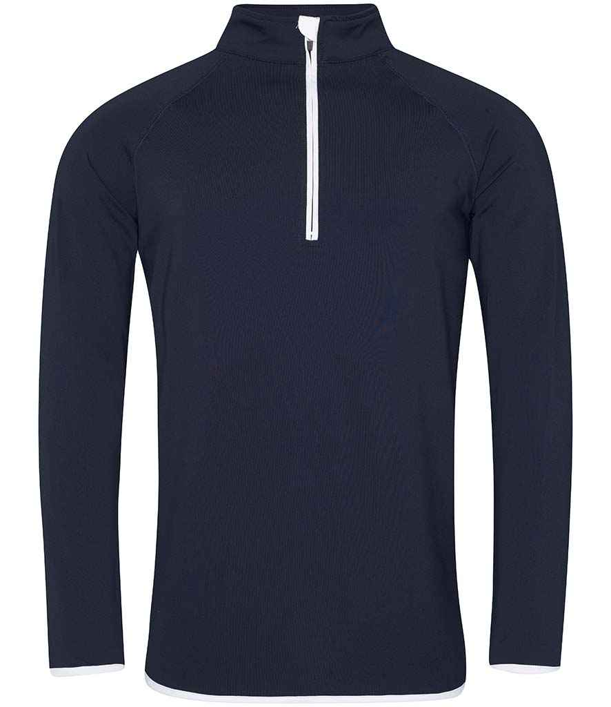AWDis Cool Half Zip Sweat Top | French Navy/Arctic White
