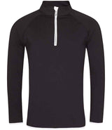 AWDis Cool Half Zip Sweat Top | Jet Black/Arctic White thumbnail 1