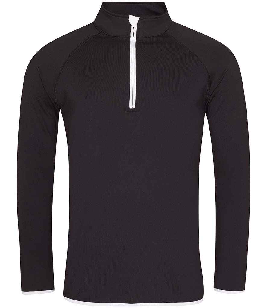 AWDis Cool Half Zip Sweat Top | Jet Black/Arctic White