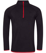 AWDis Cool Half Zip Sweat Top | Jet Black/Fire Red thumbnail 1