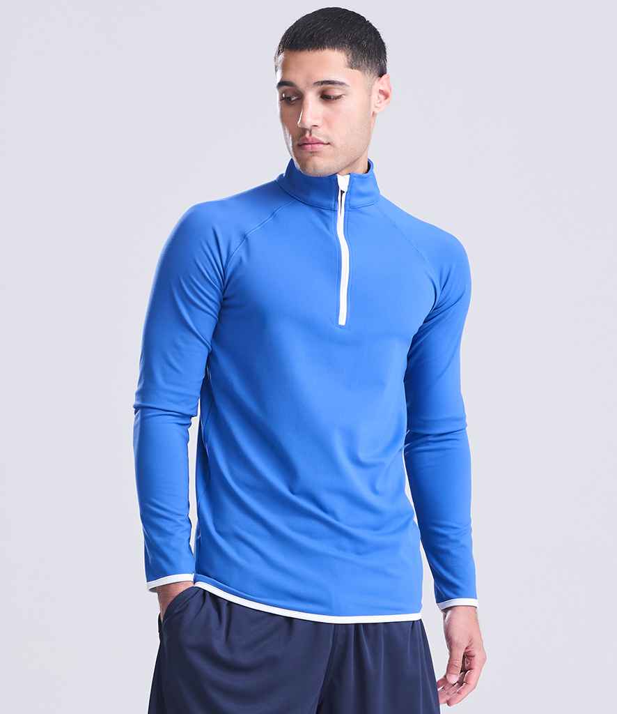AWDis Cool Half Zip Sweat Top | Royal Blue/Arctic White