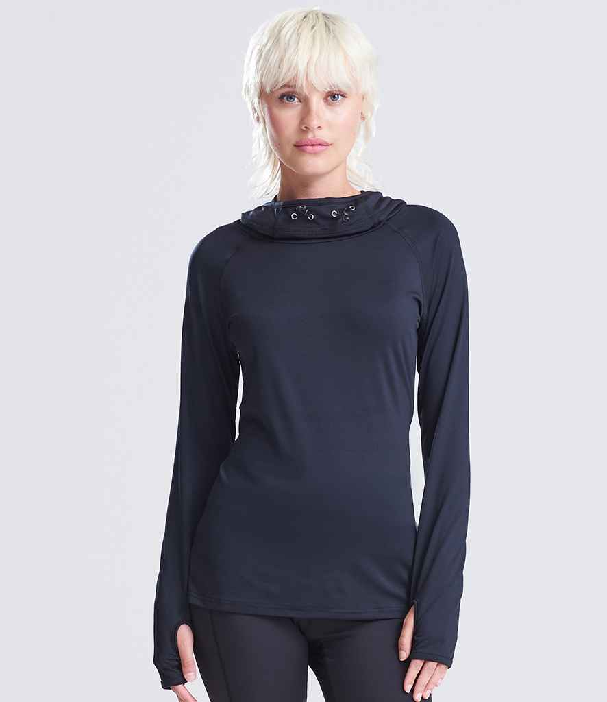 AWDis Ladies Cool Cowl Neck Top | Jet Black