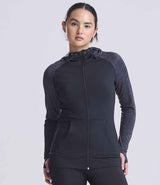 AWDis Ladies Cool Contrast Zoodie | Black/Black Slate Melange thumbnail 1