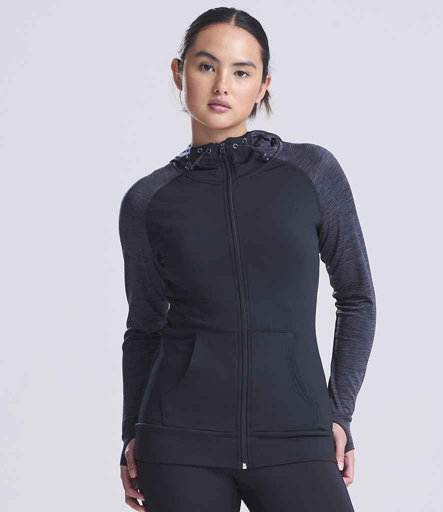 AWDis Ladies Cool Contrast Zoodie | Black/Black Slate Melange