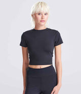 AWDis Ladies Cool Recycled Cropped T-Shirt | Jet Black thumbnail 1