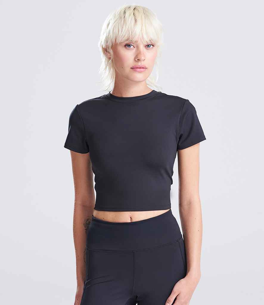AWDis Ladies Cool Recycled Cropped T-Shirt | Jet Black