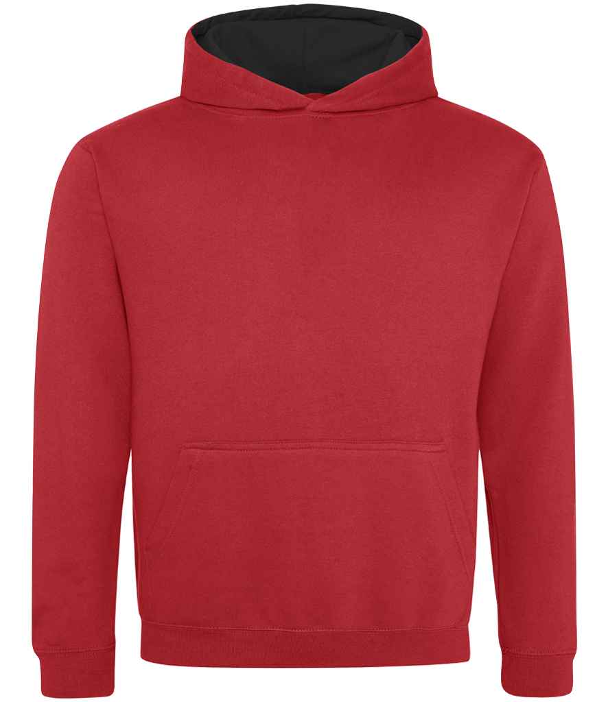 AWDis Kids Varsity Hoodie | Fire Red/Jet Black