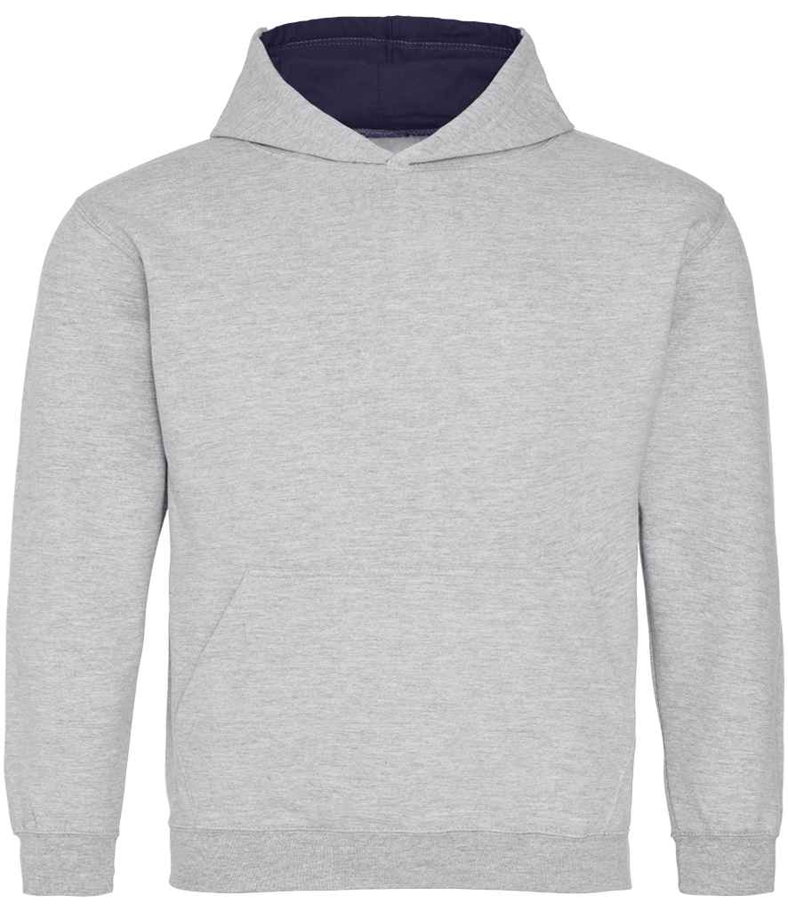 AWDis Kids Varsity Hoodie | Heather Grey/New French Navy