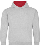 AWDis Kids Varsity Hoodie | Heather Grey/Fire Red thumbnail 1