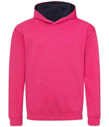 AWDis Kids Varsity Hoodie | Hot Pink/French Navy thumbnail 1