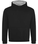 AWDis Kids Varsity Hoodie | Jet Black/Heather Grey thumbnail 1