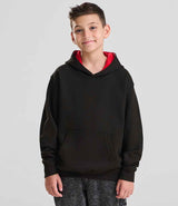 AWDis Kids Varsity Hoodie | Jet Black/Fire Red thumbnail 1