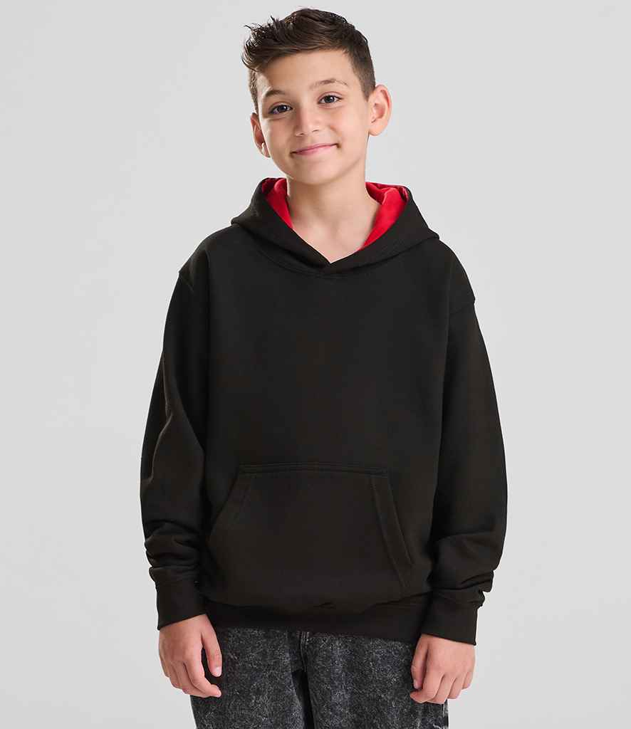 AWDis Kids Varsity Hoodie | Jet Black/Fire Red