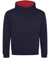 AWDis Kids Varsity Hoodie | New French Navy/Fire Red thumbnail 1