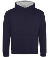 AWDis Kids Varsity Hoodie | New French Navy/Heather Grey thumbnail 1