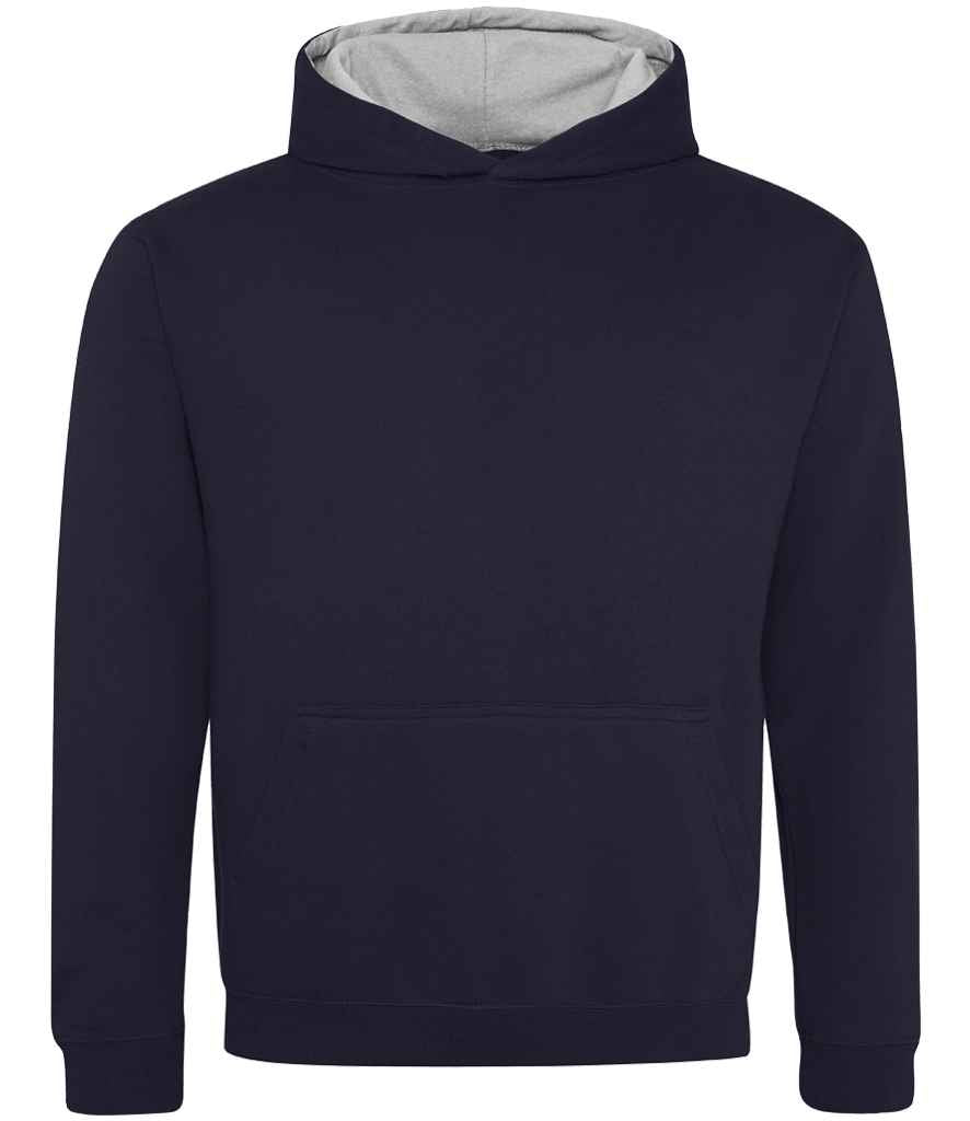 AWDis Kids Varsity Hoodie | New French Navy/Heather Grey