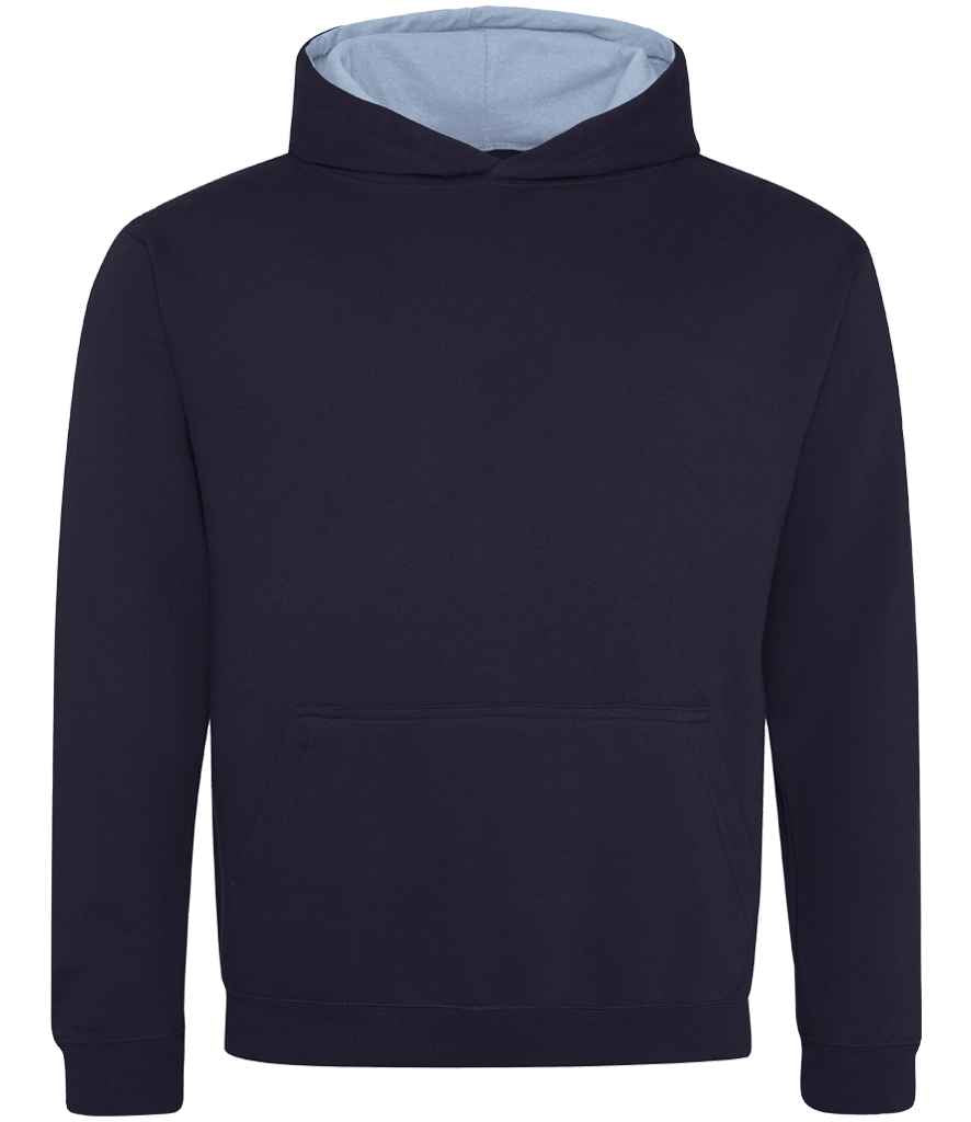AWDis Kids Varsity Hoodie | New French Navy/Sky Blue