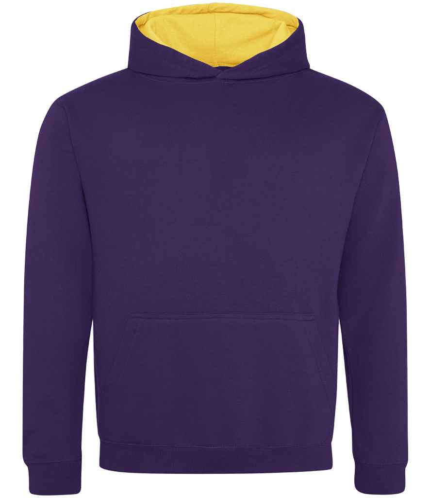 AWDis Kids Varsity Hoodie | Purple/Sun Yellow