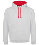 AWDis Varsity Hoodie | Heather Grey/Fire Red thumbnail 1