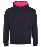 AWDis Varsity Hoodie | Jet Black/Hot Pink thumbnail 1
