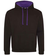 AWDis Varsity Hoodie | Jet Black/Purple thumbnail 1