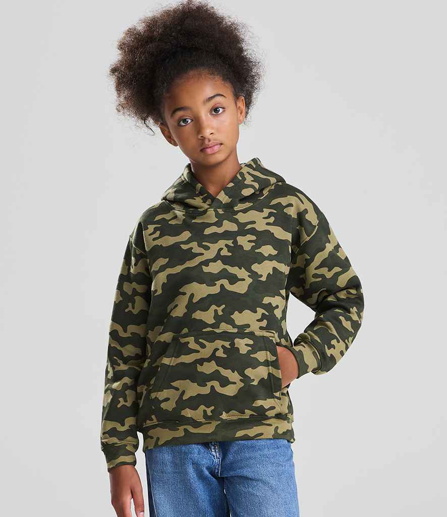 AWDis Kids Camo Hoodie | Green Camo