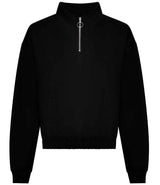 AWDis Ladies Cropped 1/4 Zip Sweatshirt | Deep Black thumbnail 1