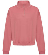 AWDis Ladies Cropped 1/4 Zip Sweatshirt | Dusty Rose thumbnail 1