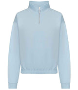 AWDis Ladies Cropped 1/4 Zip Sweatshirt | Sky Blue thumbnail 1