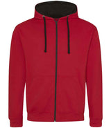 AWDis Varsity Zoodie | Fire Red/Jet Black thumbnail 1