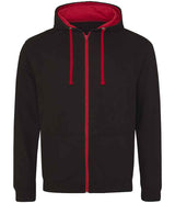 AWDis Varsity Zoodie | Jet Black/Fire Red thumbnail 1