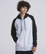 AWDis Baseball Zoodie | Heather Grey/Jet Black thumbnail 2