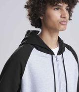 AWDis Baseball Zoodie | Heather Grey/Jet Black thumbnail 4
