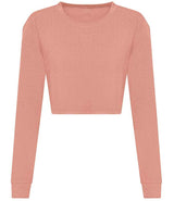 AWDis Ladies Long Sleeve Cropped T-Shirt | Dusty Pink thumbnail 1