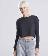 AWDis Ladies Long Sleeve Cropped T-Shirt | Heather Black thumbnail 1