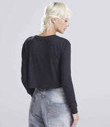 AWDis Ladies Long Sleeve Cropped T-Shirt | Heather Black thumbnail 2
