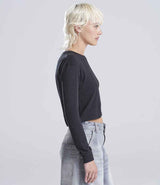 AWDis Ladies Long Sleeve Cropped T-Shirt | Heather Black thumbnail 3