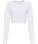 AWDis Ladies Long Sleeve Cropped T-Shirt | Solid White thumbnail 1