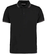 Kustom Kit Contrast Tipped Poly/Cotton Piqué Polo Shirt | Black/Charcoal thumbnail 2