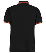 Kustom Kit Contrast Tipped Poly/Cotton Piqué Polo Shirt | Black/Orange thumbnail 2