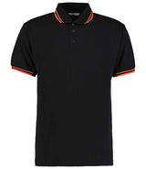 Kustom Kit Contrast Tipped Poly/Cotton Piqué Polo Shirt | Black/Orange thumbnail 1