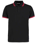 Kustom Kit Contrast Tipped Poly/Cotton Piqué Polo Shirt | Black/Red thumbnail 1