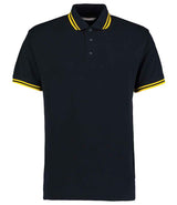 Kustom Kit Contrast Tipped Poly/Cotton Piqué Polo Shirt | Navy/Yellow thumbnail 1