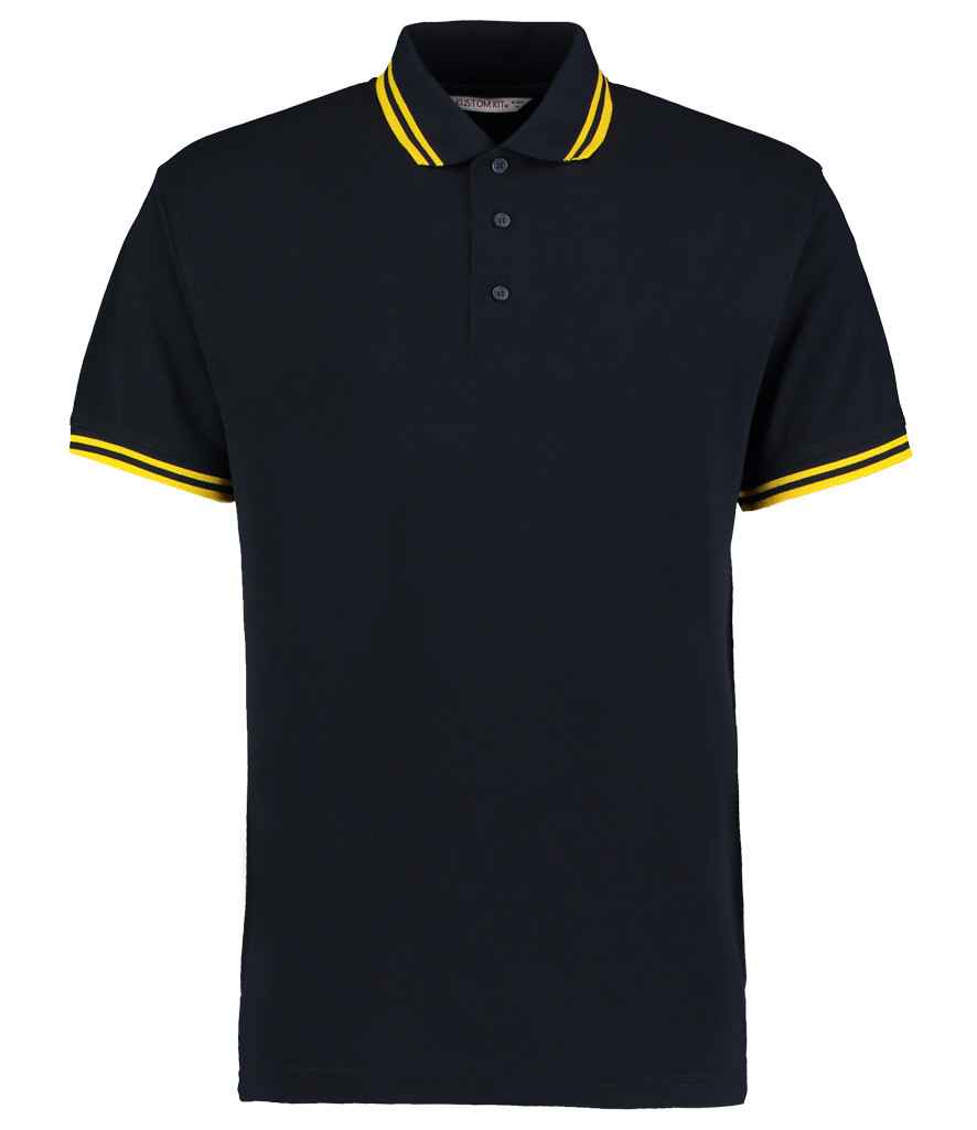 Kustom Kit Contrast Tipped Poly/Cotton Piqué Polo Shirt | Navy/Yellow