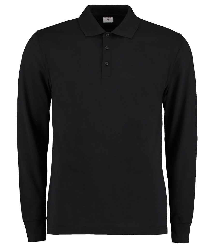 Kustom Kit Long Sleeve Poly/Cotton Piqué Polo Shirt | Black