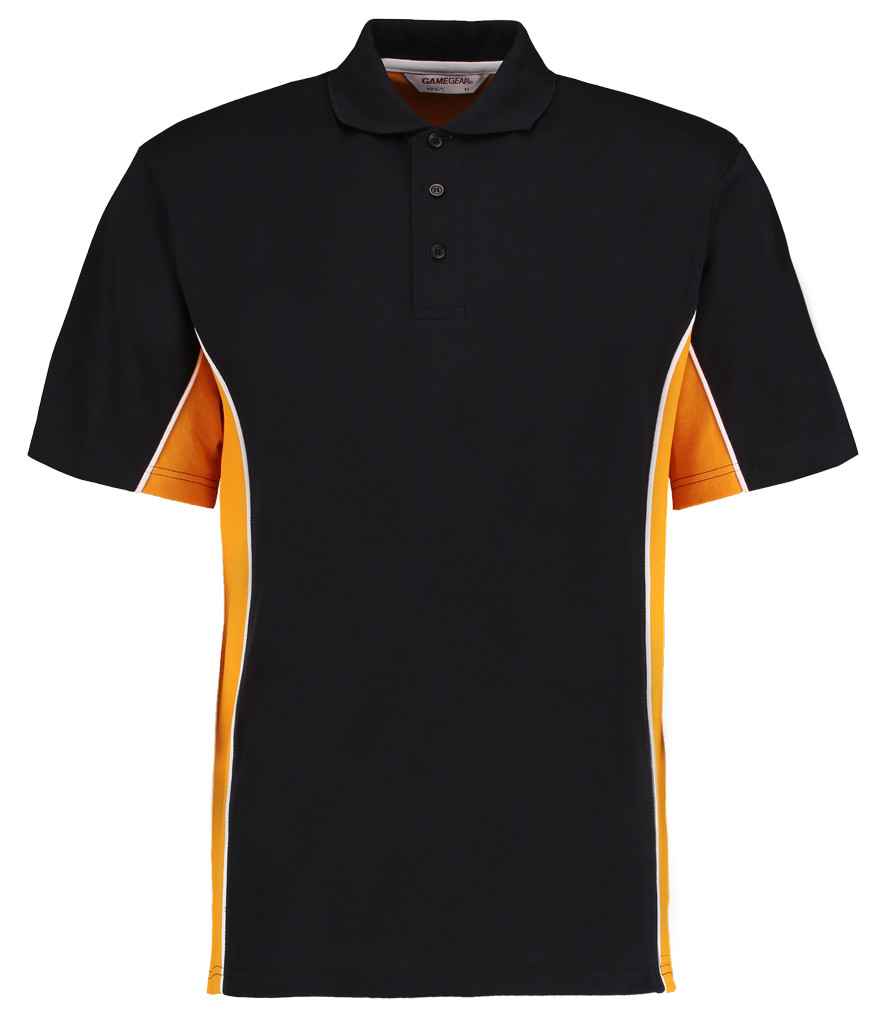 Kustom Kit Track Poly/Cotton Piqué Polo Shirt | Black/Gold