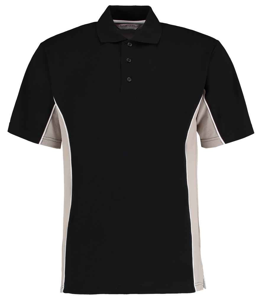 Kustom Kit Track Poly/Cotton Piqué Polo Shirt | Black/Grey